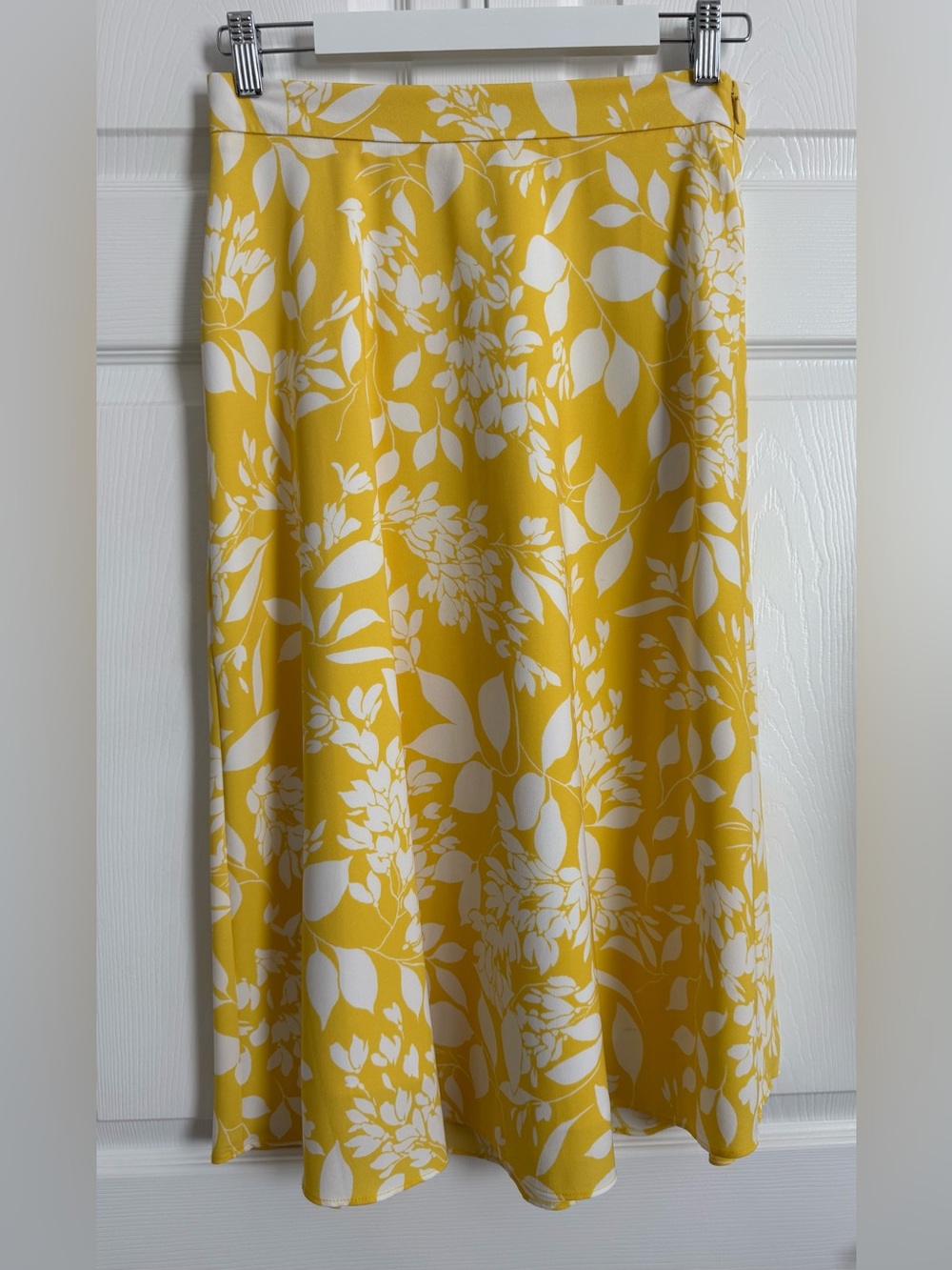 Ann Taylor Factory Yellow and White Floral Midi Skirt